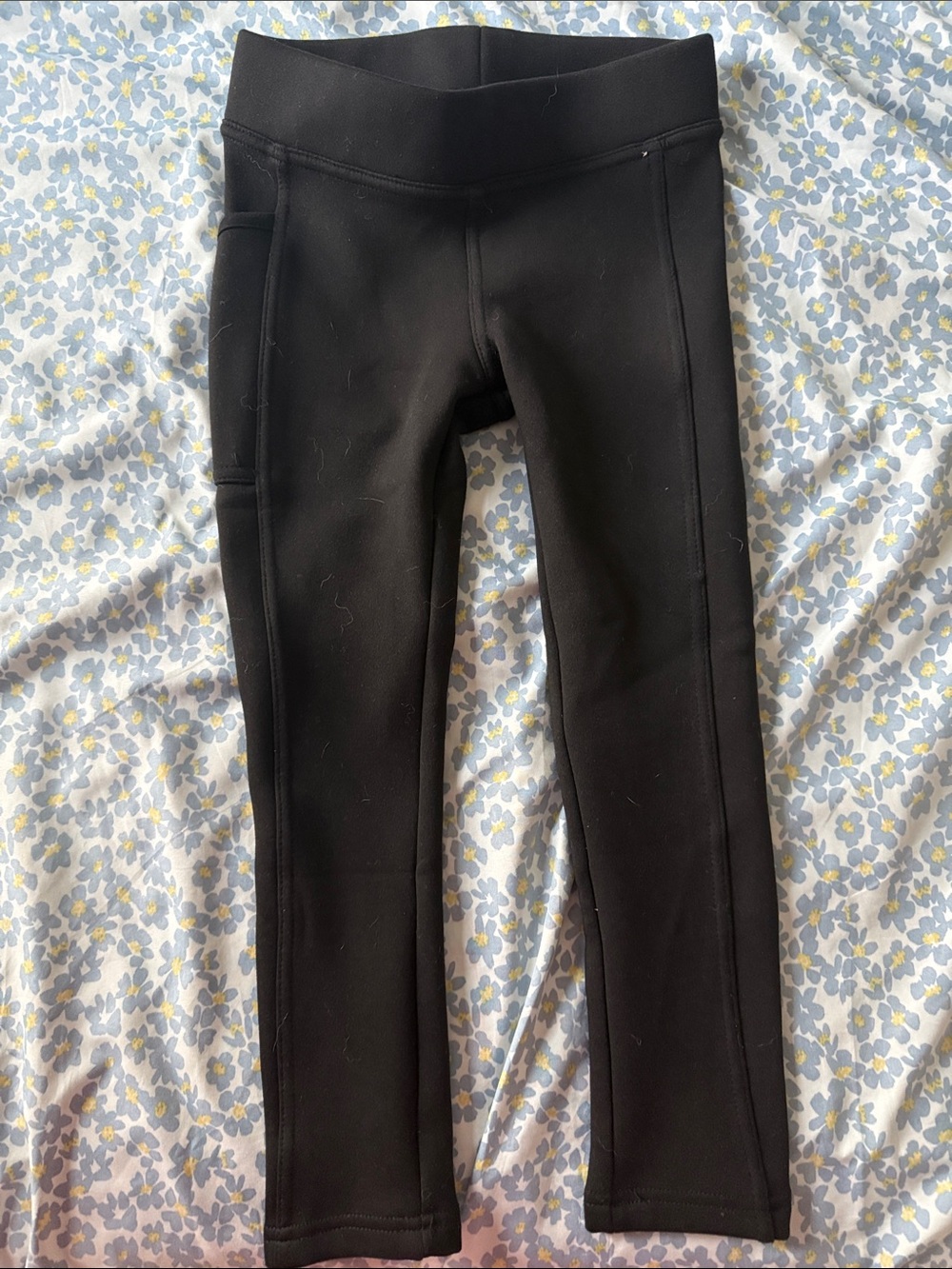 Kids Black Performance Leggings with Side Pocket - Great for under Snow Gear